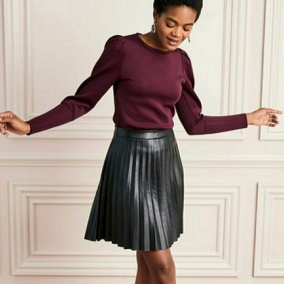 Stella & Dot,‎ Puff Sleeve Pullover, Burgundy Neoprene, Size Medium - Picture 1 of 8